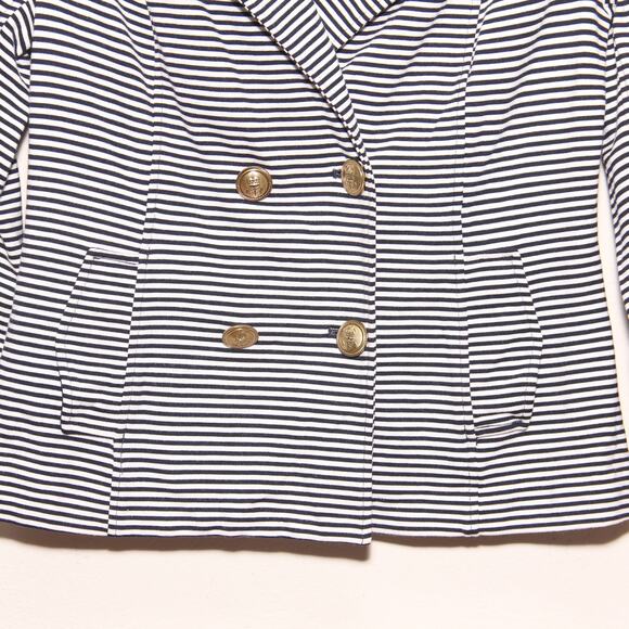 CABi Style# 823 Striped Knit Blazer Jacket Size Small Nautical Double Breasted - Picture 4 of 9